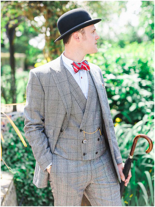 Vintage-look tweed windowpane double-breasted vest and suit for weddings Vintage-look tweed windowpane double-breasted vest and suit for weddings